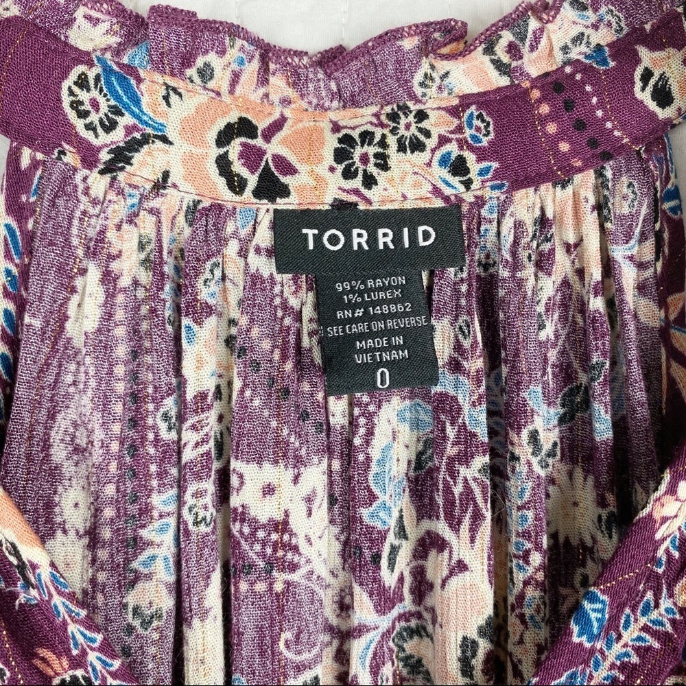 Torrid Sleeveless Purple Paisley Tie Neck Top Summer girls night boho - Picture 7 of 9
